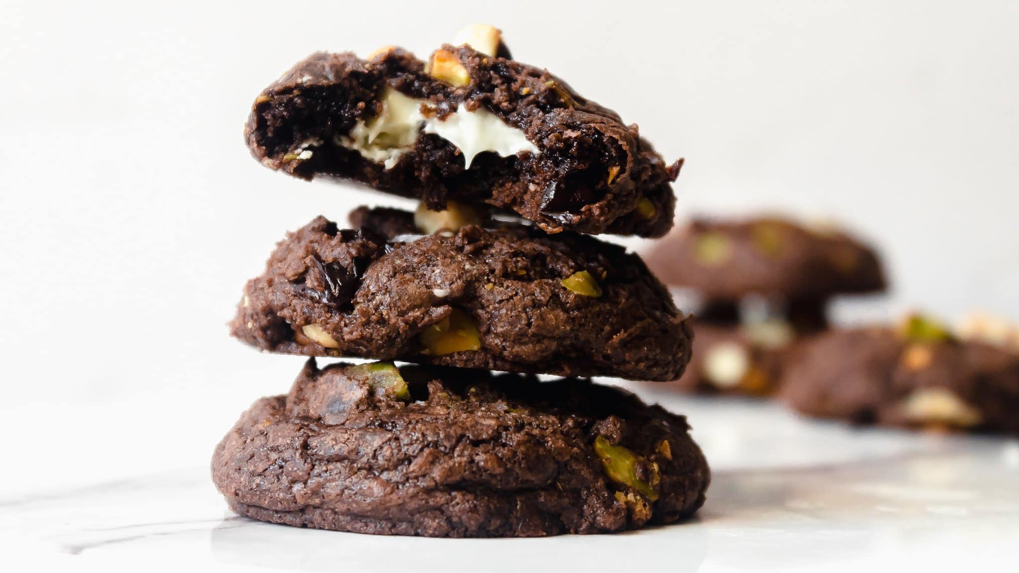 Brownie Mix Cookies with White Chocolate, Cherries and Pistachios