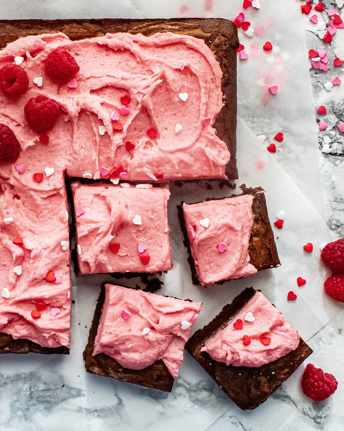 frozen raspberry brownies from above