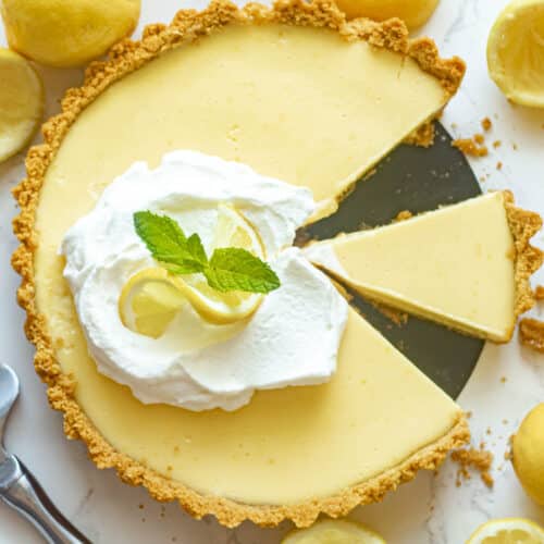 lemon icebox pie with slices cut out