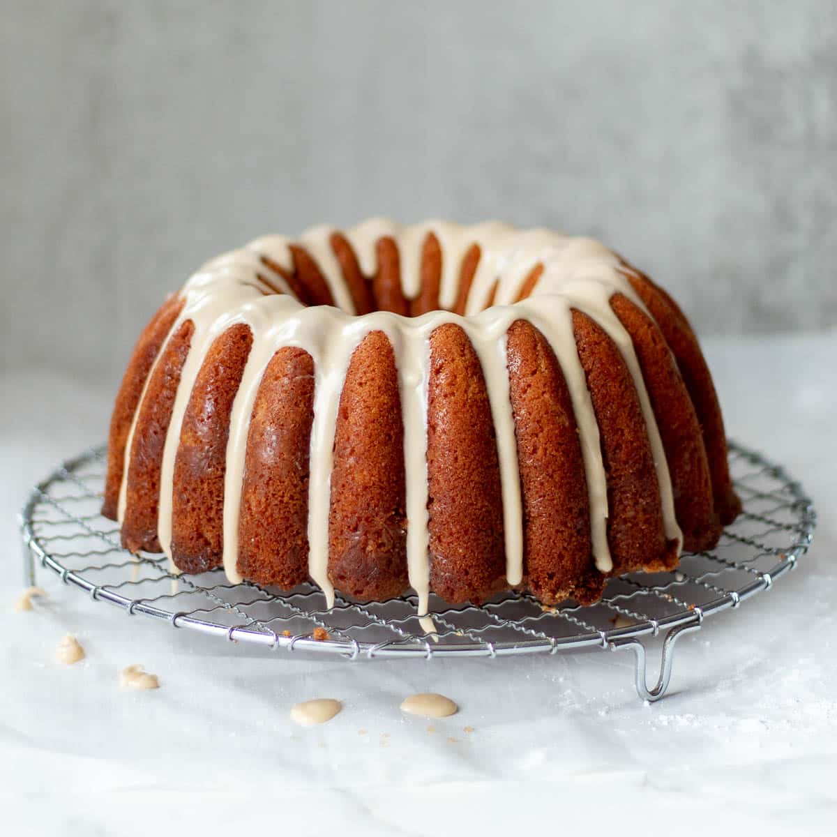 rum soaked cake recipe on a wire rack