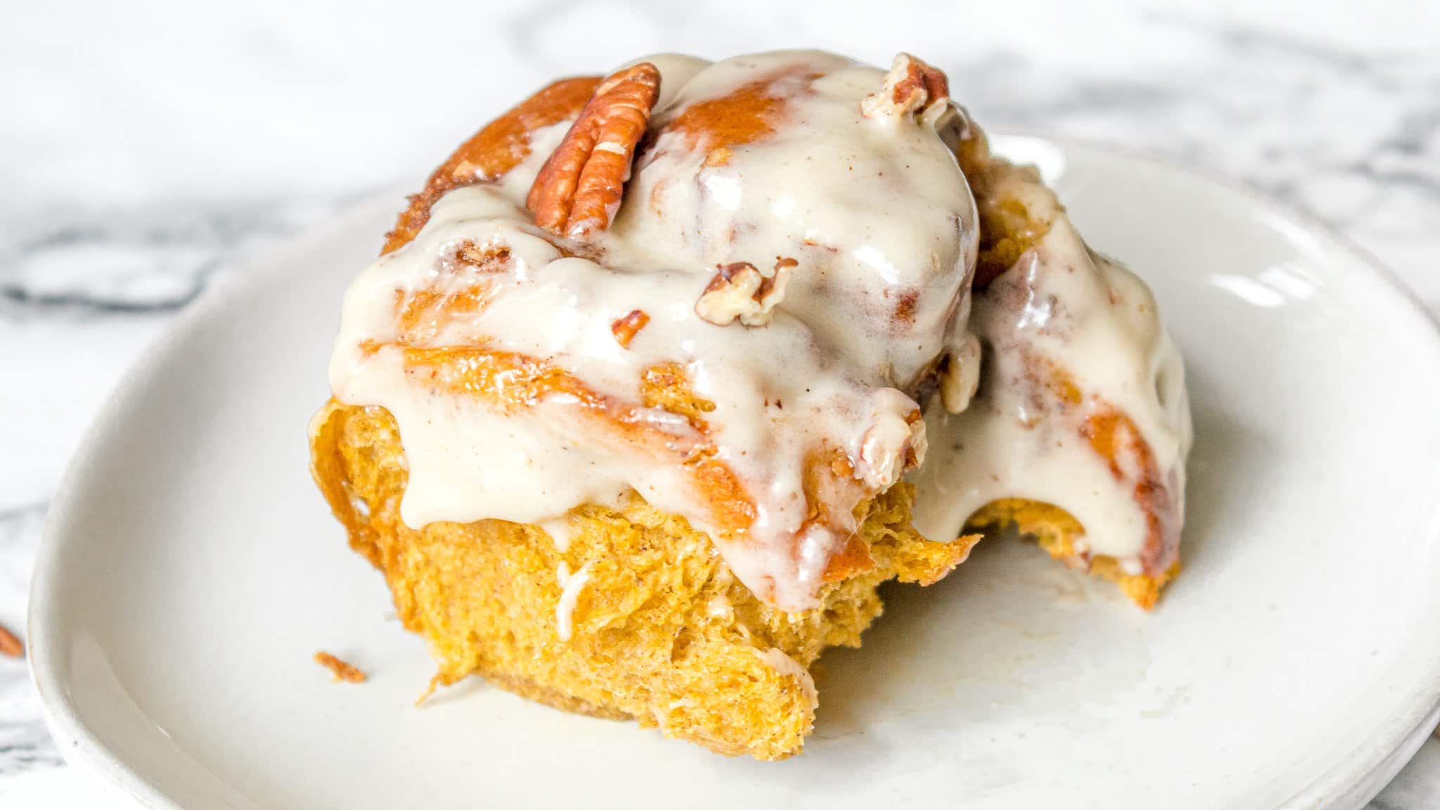 Homemade Brown Butter Pecan Pumpkin Cinnamon Rolls with Easy Brown Butter Cream Cheese Frosting