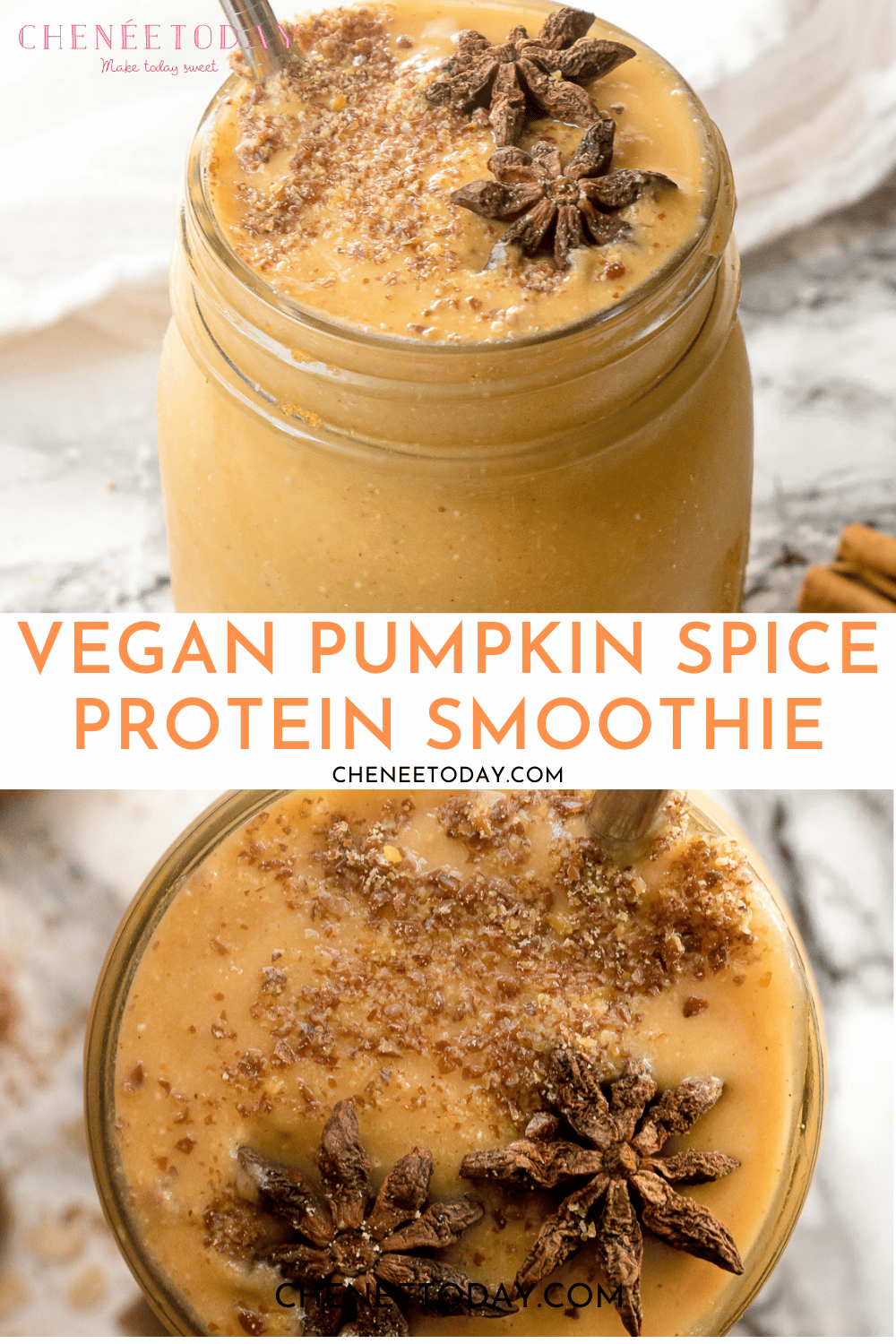 Easy, Healthy Vegan Pumpkin Pie Protein Smoothie Recipe | Chenée Today