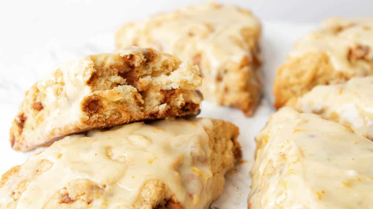 closeup of easy cinnamon scones