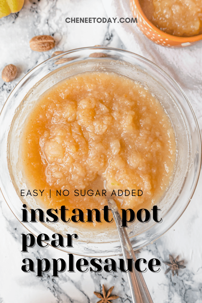 Simple, healthy recipe for making pear applesauce in the pressure cooker. The best instant pot vegan pear applesauce recipe - no sugar added!