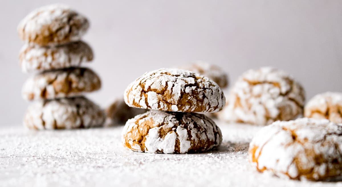 Ginger Crinkle Cookies stacked