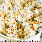 White Chocolate Confetti Popcorn Recipe - 3 Ingredients! | Chenée Today