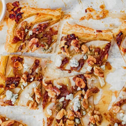 Pear Puff Pastry Tart Recipe with Pear and Caramelized Onion, and Blue Cheese | Chenée Today