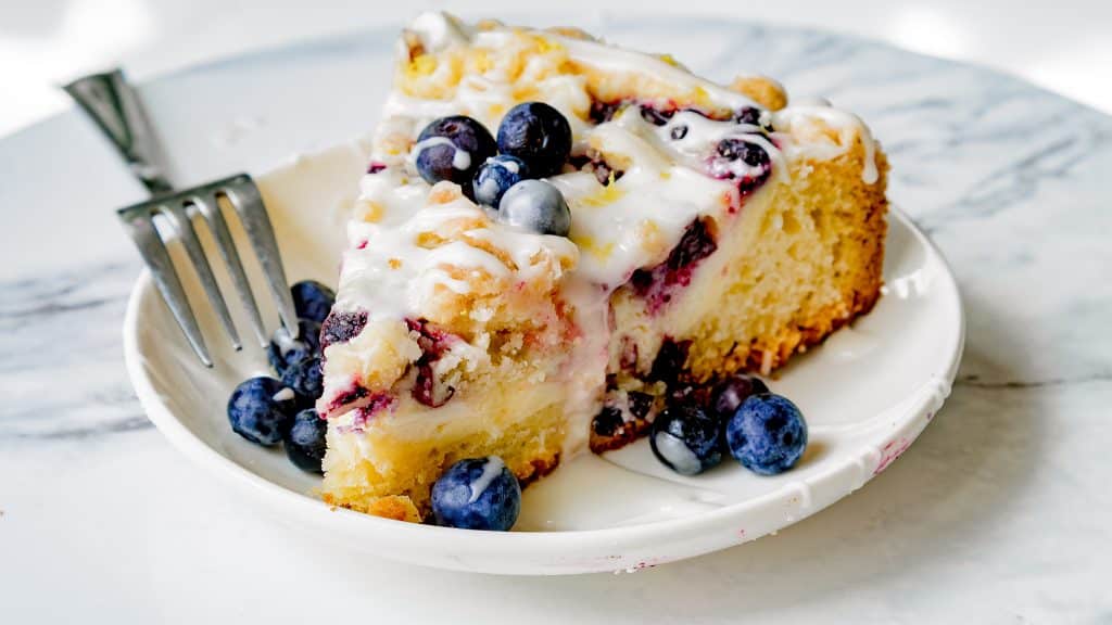Blueberry Cream Cheese Coffee Cake with Lemon Icing | Chenée Today