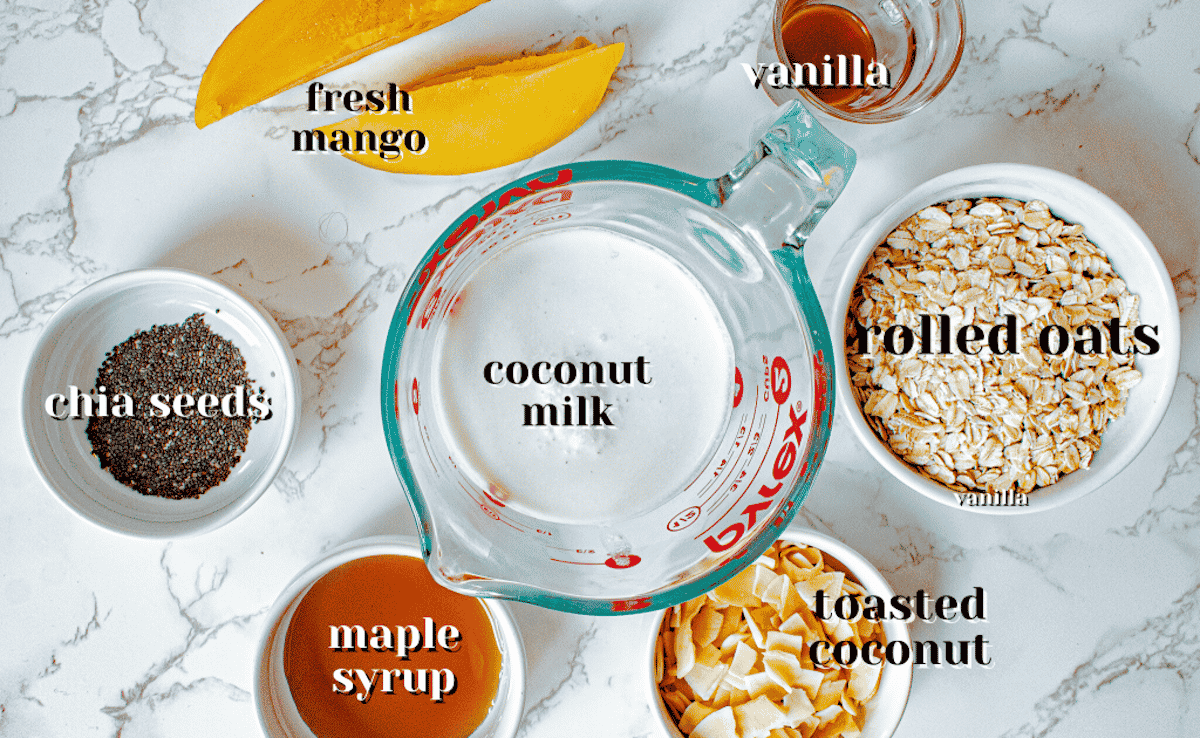 Tropical Mango Overnight Oats - Ingredients