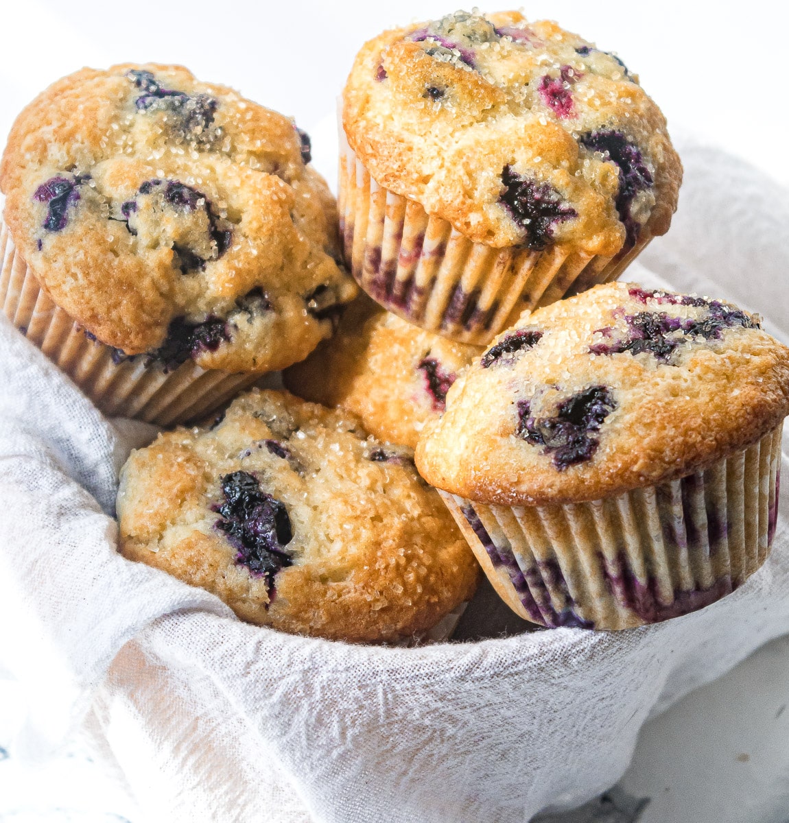 Buttermilk Blueberry muffins in a basket