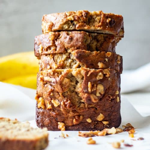 Stack of Dairy Free Banana Bread