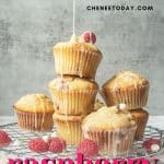 pin image for raspberry and white chocolate muffins recipe