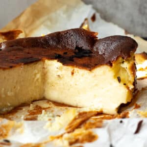 cutout of basque cheesecake