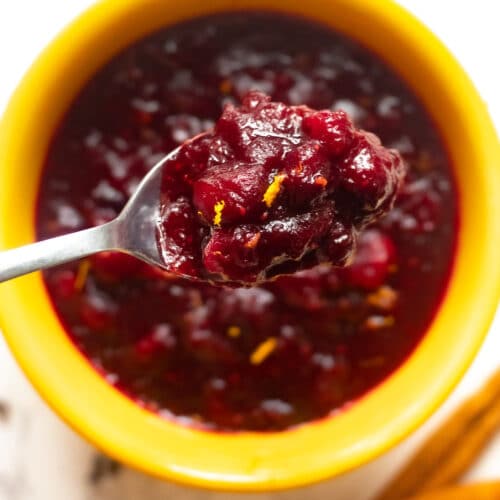 spoonful of keto cranberry sauce