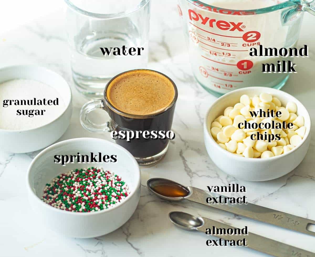 ingredients for christmas cookie latte