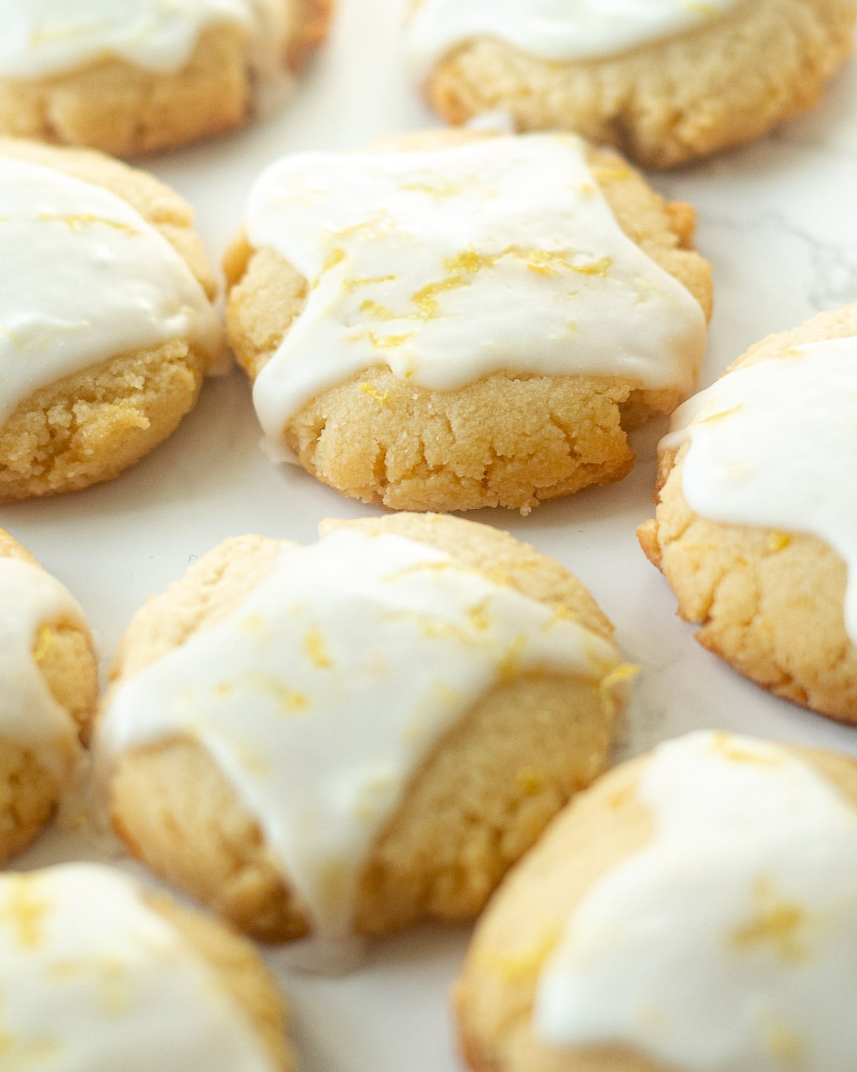 almond lemon cookies on a tray
