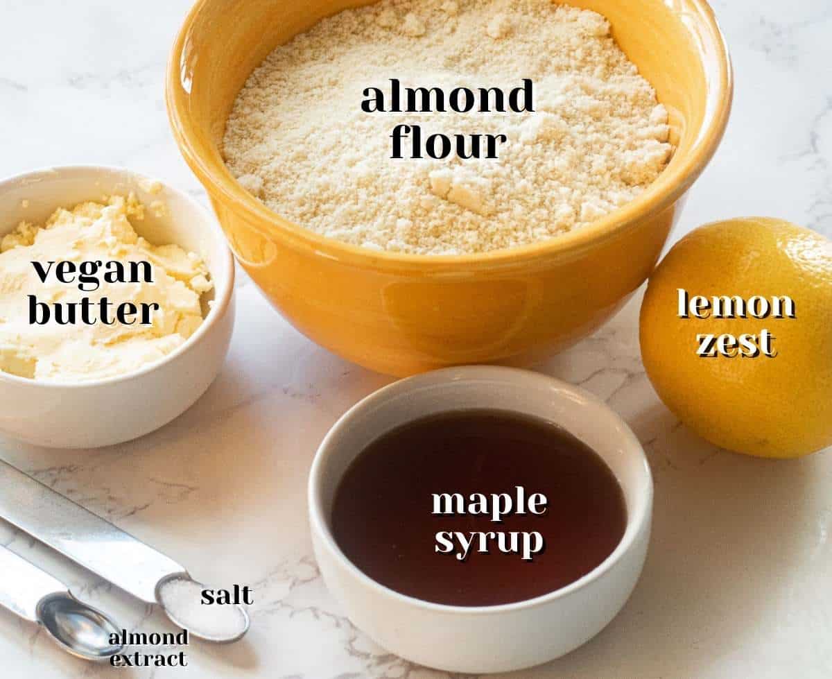 ingredients for vegan almond flour lemon cookies