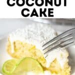 closeup of vegan coconut and lime cake