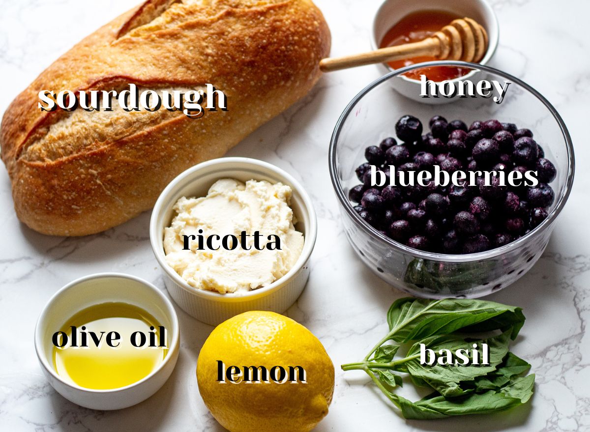 ingredients for blueberries toast