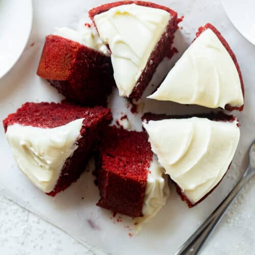 sliced mini red velvet cake recipe