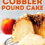 peach cobbler pound cake pin image