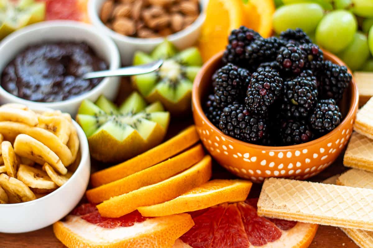 fruit and chocolate charcuterie board