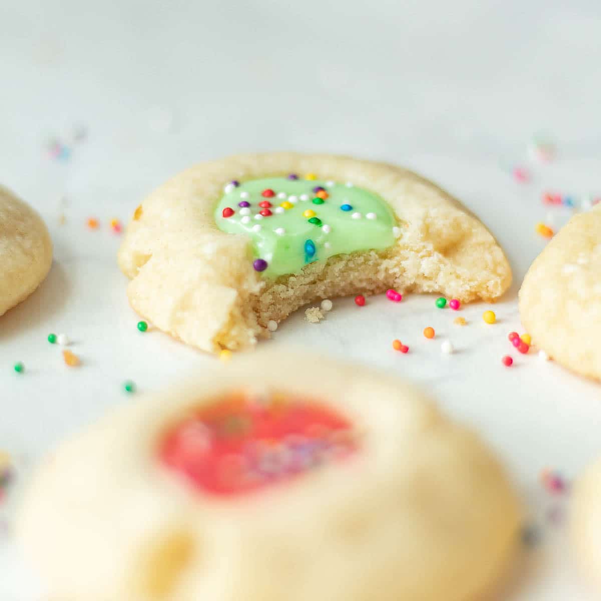 almond thumbprint cookies with icing
