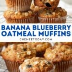 banana blueberry oatmeal muffins pin