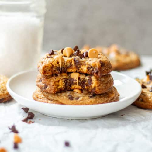 butterscotch chocolate chip cookies on a plate