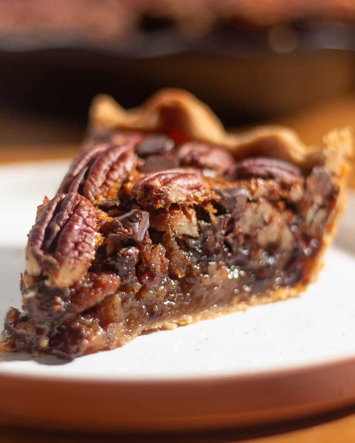 Yes, you can freeze chocolate chip pecan pie! Once it’s baked and fully cooled, wrap the whole pie tightly in plastic wrap, then in foil, and freeze it for up to 3 months. When you’re ready to serve, let it thaw overnight in the fridge, then warm it in a 300°F oven for about 15 minutes to bring back that gooey texture.
